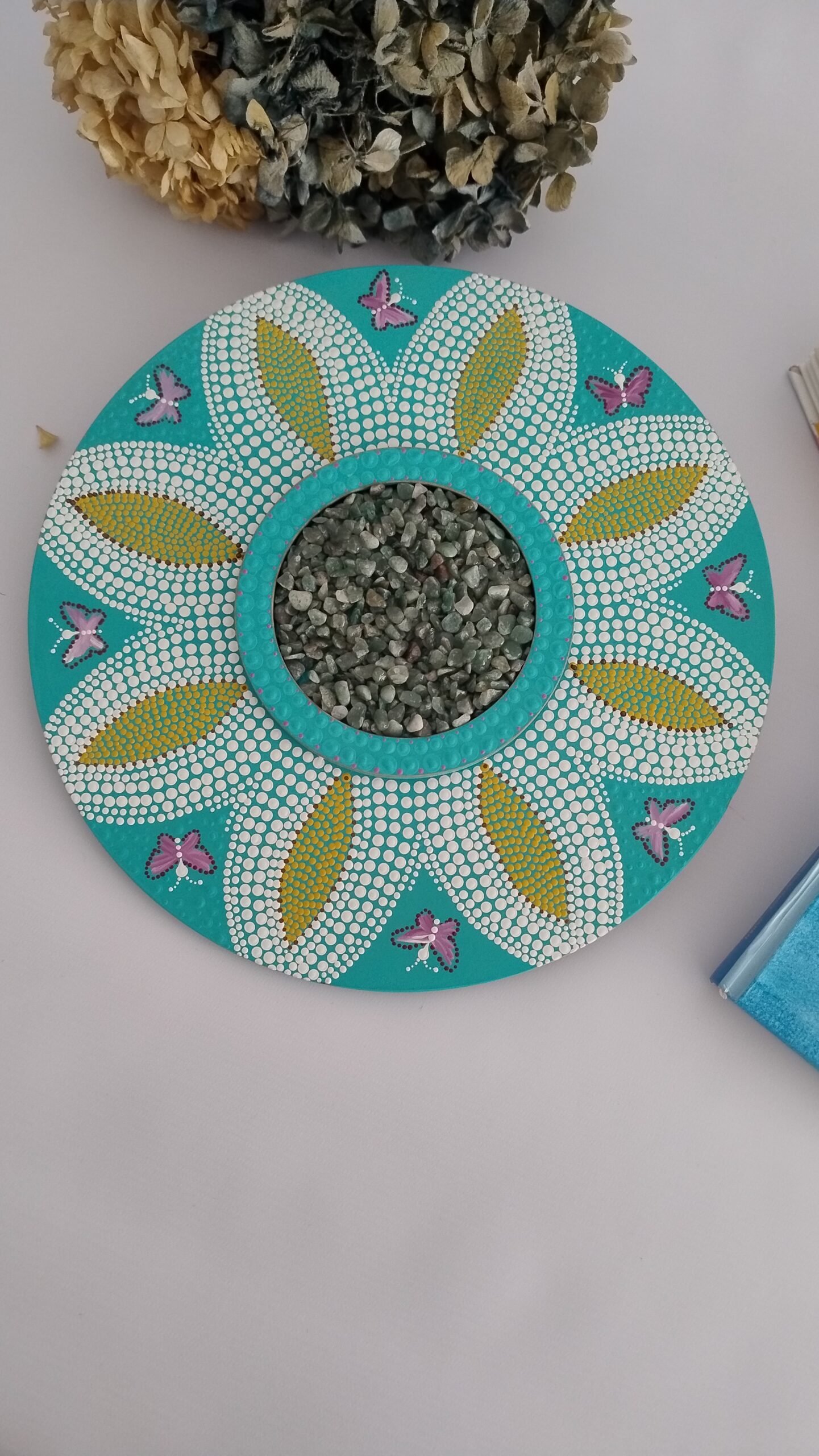 Mandala Florescer • Pontilhismo com Quartzo Verde (28,5 cm) - Imagem 11