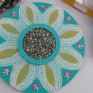 Mandala Florescer • Pontilhismo com Quartzo Verde (28,5 cm)