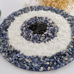 Mandala de Porta “Olho Grego” em Pedra sobre MDF – 23 cm – Proteção e Decoração